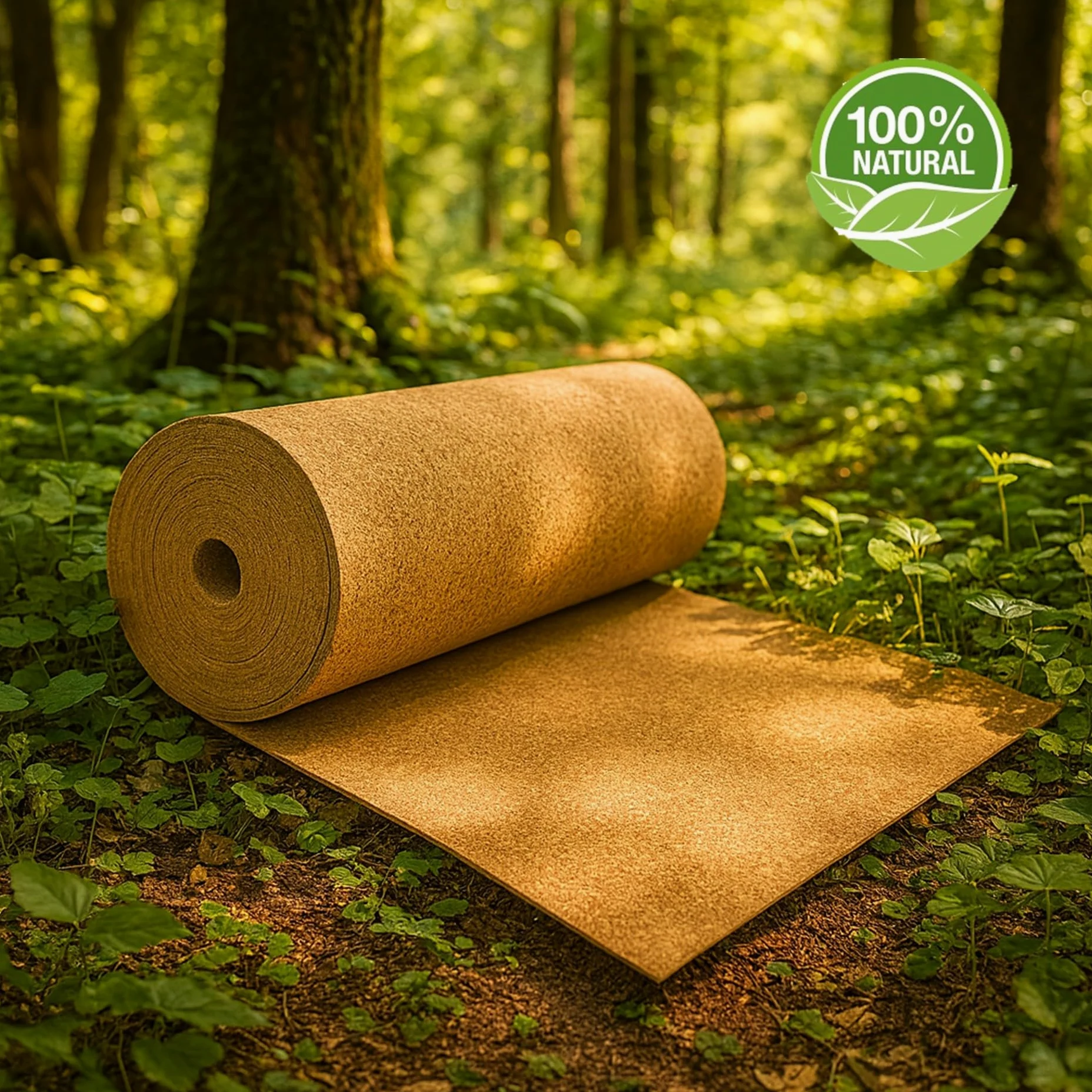 Rotolo di Sughero Supercompresso Spessore 3 mm. Rivestimento Muro Parete Fredda Tappetino Sotto Pavimento Parquet Bacheca (5 Mq)
