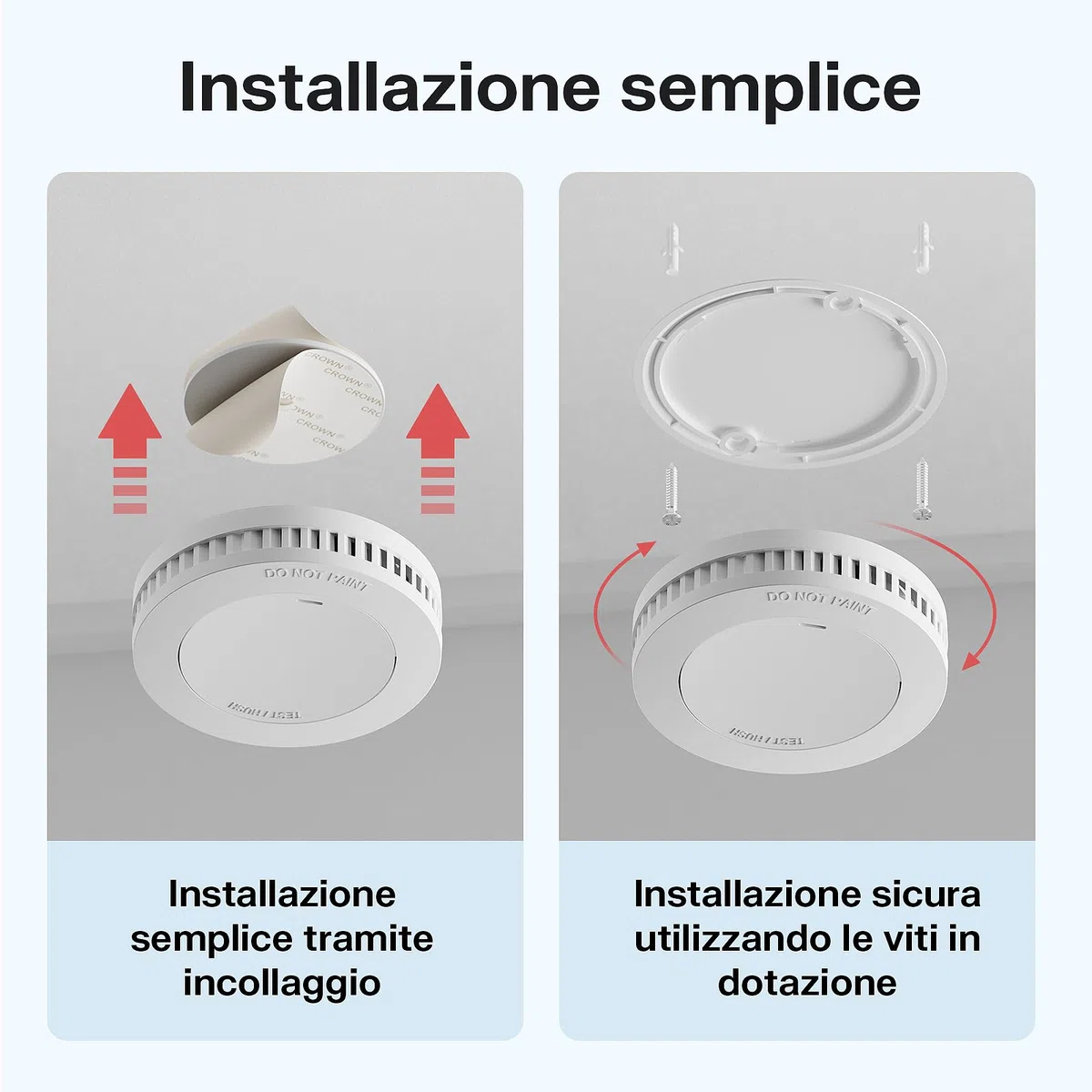RUNIDUR Mini Set di Rilevatori di Fumo con Batteria da 10 Anni, Rilevatore di Incendio Senza Falsi Allarmi, Rilevatore di Incendio Piatto da Incollare Senza Forare, Bianco, Confezione da 3