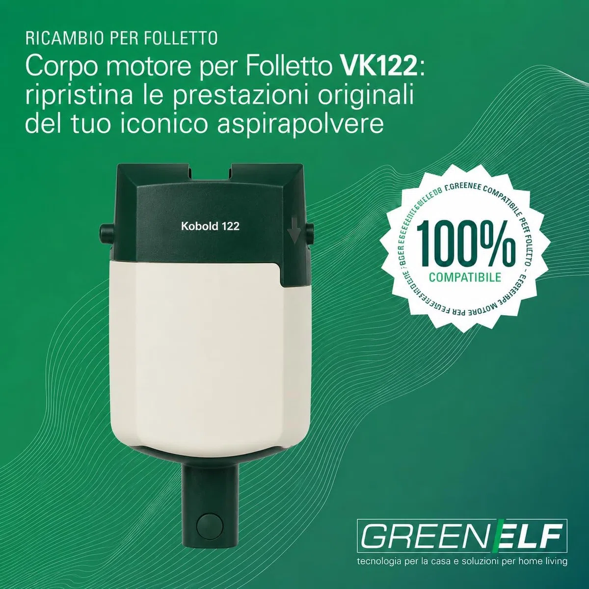 Corpo Motore per Folletto VK122 (RIGENERATO COME NUOVO) - POTENZA 450W - Ricambio per Aspirapolvere VK122 - Installazione Semplice Per Principianti - TESTATO E AFFIDABILE