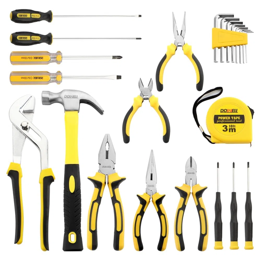 DOWELL Set di 24 Pezzi di Utensili per Casa, Kit di Utensili a Mano per Riparazioni Domestiche con Borsa Portautensili Portatile