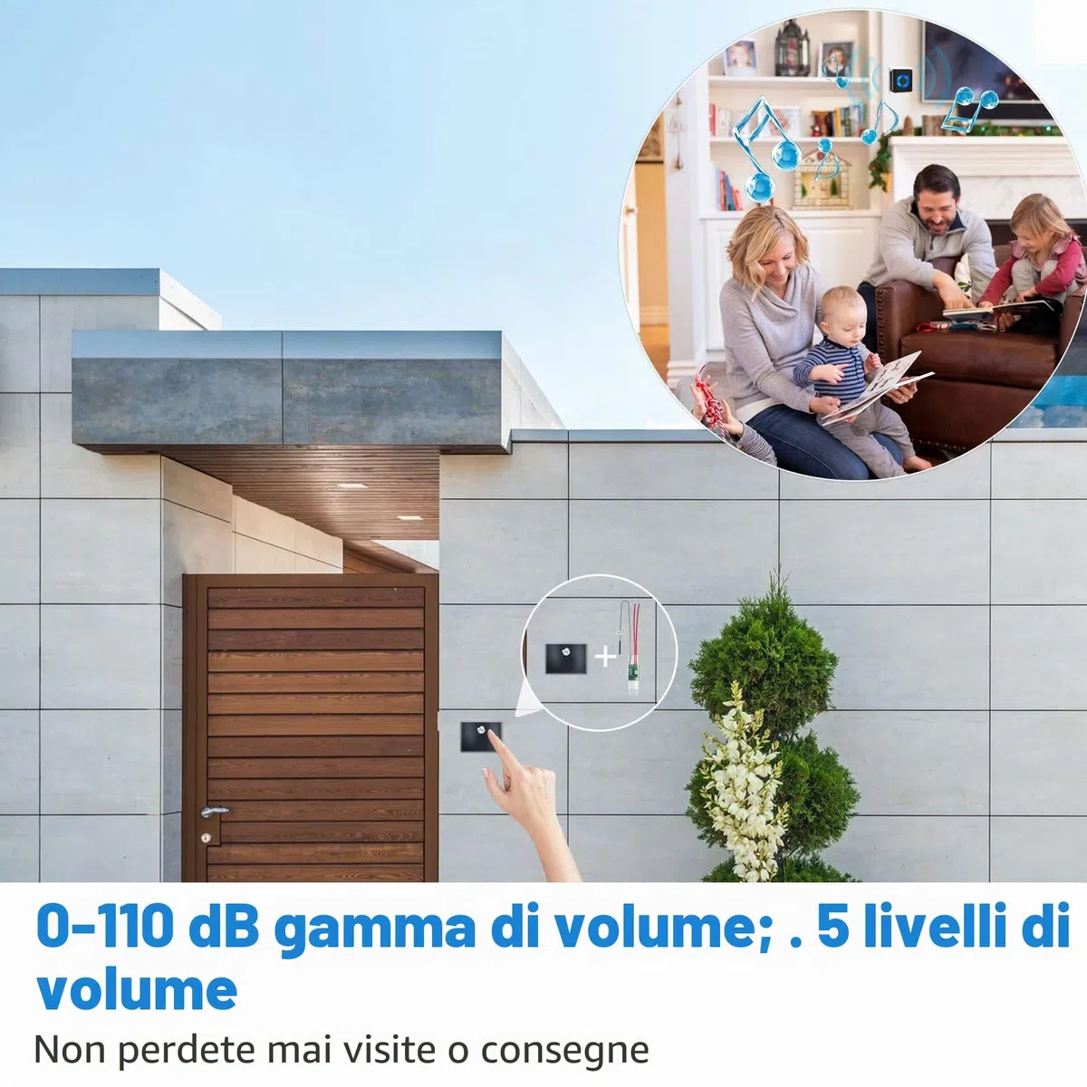 Satisure - Set di espansione per campanelli wireless, 3 ricevitori 1 trasmettitore, convertitore wireless, segnale acustico wireless, espansione per impianti di campanelli wireless