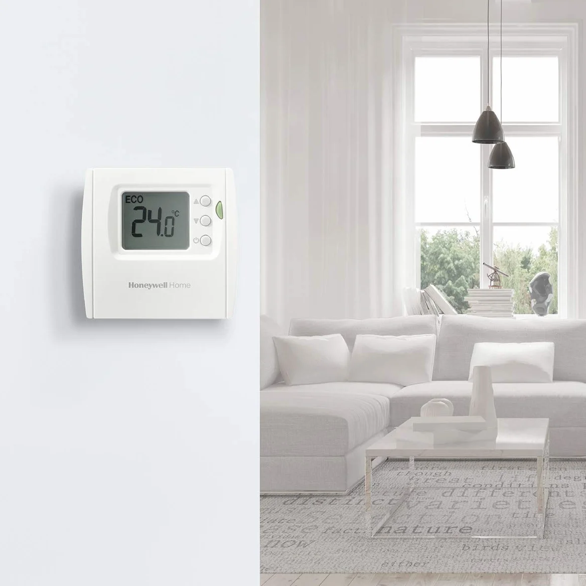 Termostato ambiente Honeywell Home, display a LED di facile lettura ed efficienza energetica, cablato, bianco