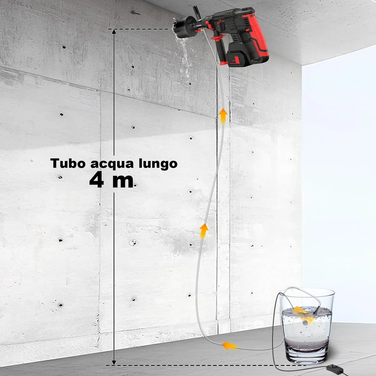XIIW Adattatore SDS Max a M22 per Trapano a Nucleo in Calcestruzzo + Pompa 4 m e Tubo, Iniezione d’Acqua Automatica, Acciaio 42CrMo4, G1/4" - Carotatrice Diamantata per Muro, Trapano a Nucleo