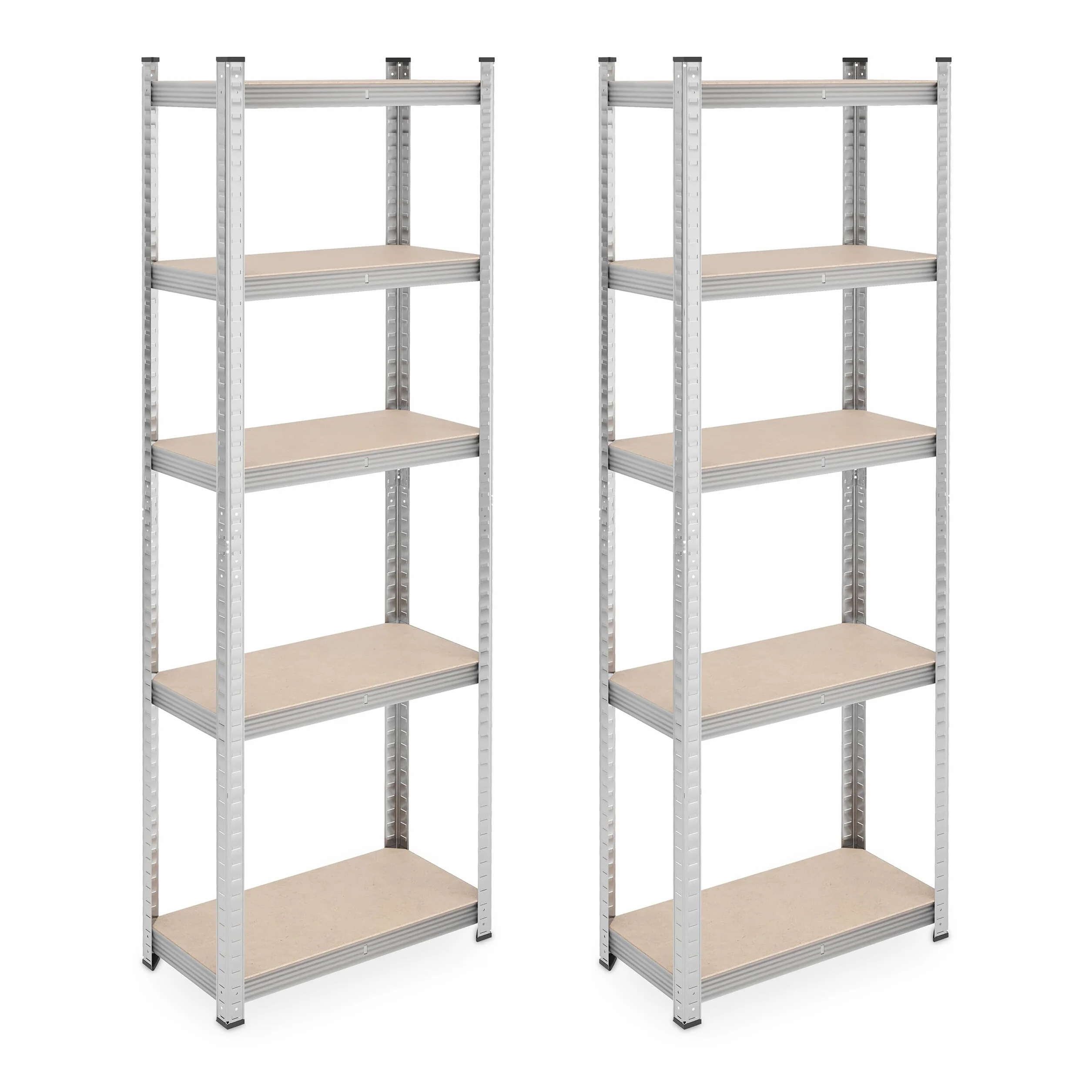 Relaxdays Set da 2 Scaffali in Acciaio, 180x60x30 cm, con 5 Ripiani ad Alta Portata 500 kg per Garage e Cantina, Argento