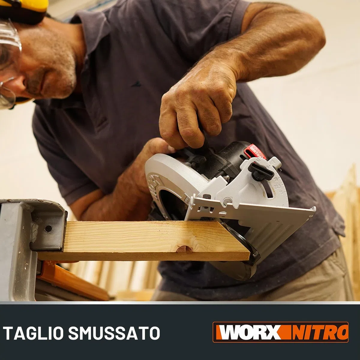 WORX WX520.9 Sega circolare Brushless 20 V Worx | PowerShare | Senza batteria, né caricatore | Base in alluminio, impugnatura ergonomica