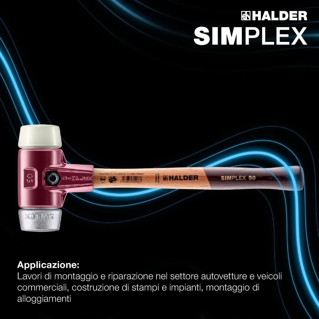 Halder 3089080 mazzuola martello in nylon/metallo morbido in acciaio inossidabile, multicolore, 80 mm