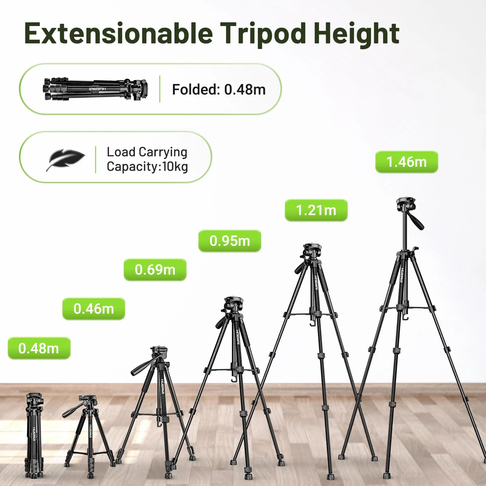 Treppiede in alluminio per livella laser Huepar da 1.46m, livella a bolla integrata, attacco vite da 1/4 di pollice e dado adattatore UNF da 5/8 di pollice, incluso custodia da trasporto-TPD14B