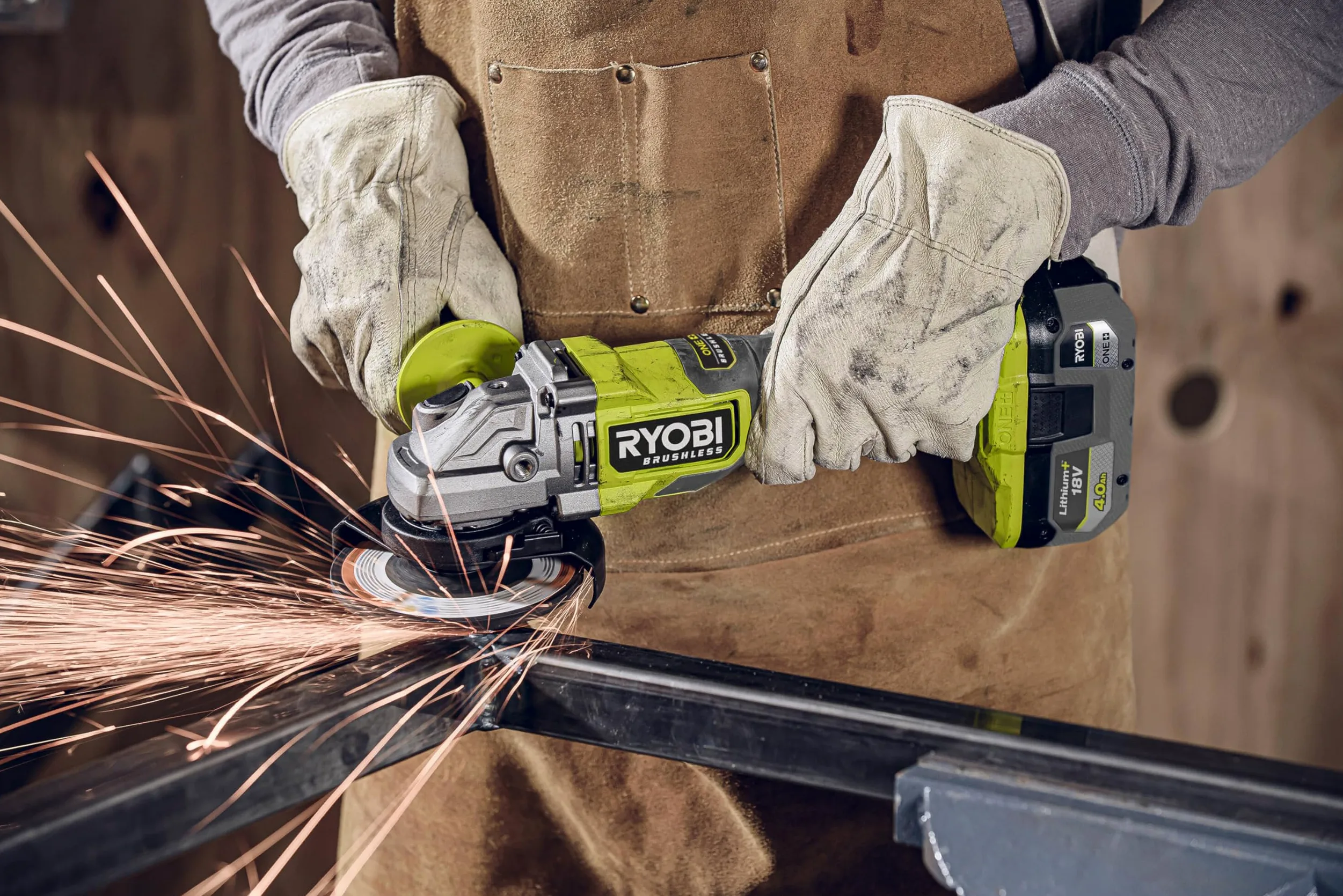 Ryobi RAG18BL-0 Smerigliatrice Angolare Brushless a Batteria 18V ONE+, Batteria Non Inclusa, Diametro Disco 125mm