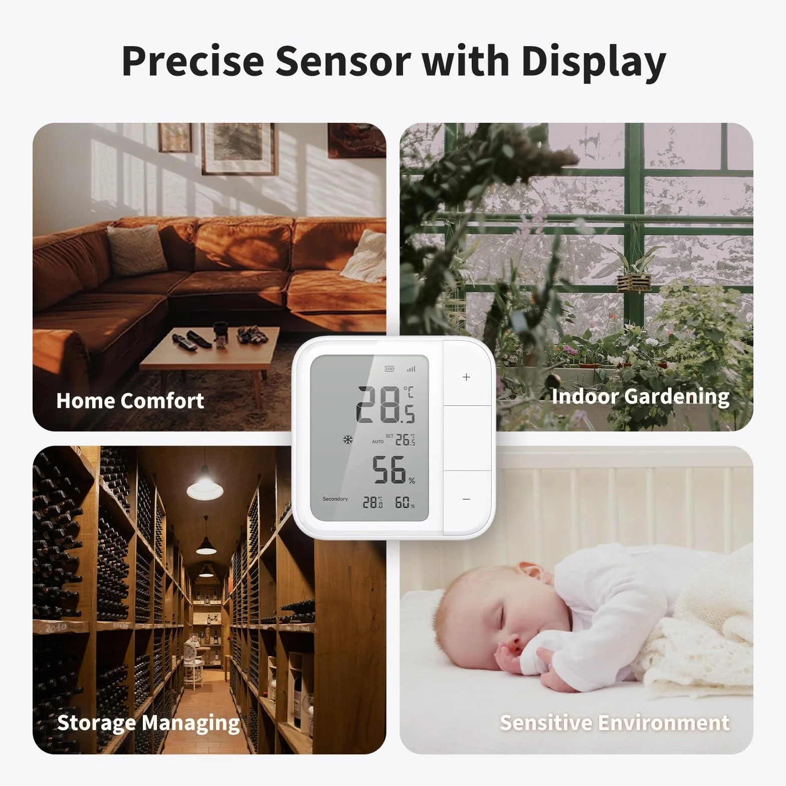 Aqara Termostato Ambiente W100 Thread/Zigbee, Monitoraggio della Temperatura e dell'Umidità, Wireless, Controllo Remoto HVAC, 3 Pulsanti Personalizzabili, Funziona con HomeKit, Alexa, Google