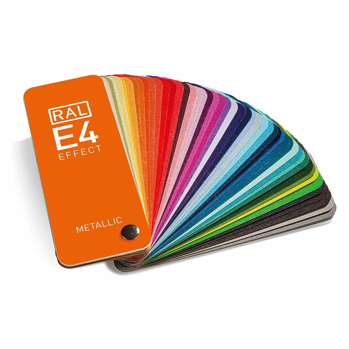 RAL E4 Cartella colori, 70 colori metallici, campioni di colore a pagina intera, lucidi