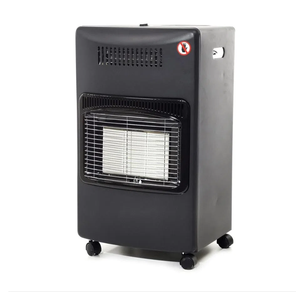 Stufa 2in1 Doppia Funzione Elettrica Termoventilato e Gas 3 Piastre Infrarossi in Ceramica Ruote Girevoli Sicurezza Antiribaltamento Autospegnimento Area 126 M³ 1400/2800/4200W I3+(28-30/37)
