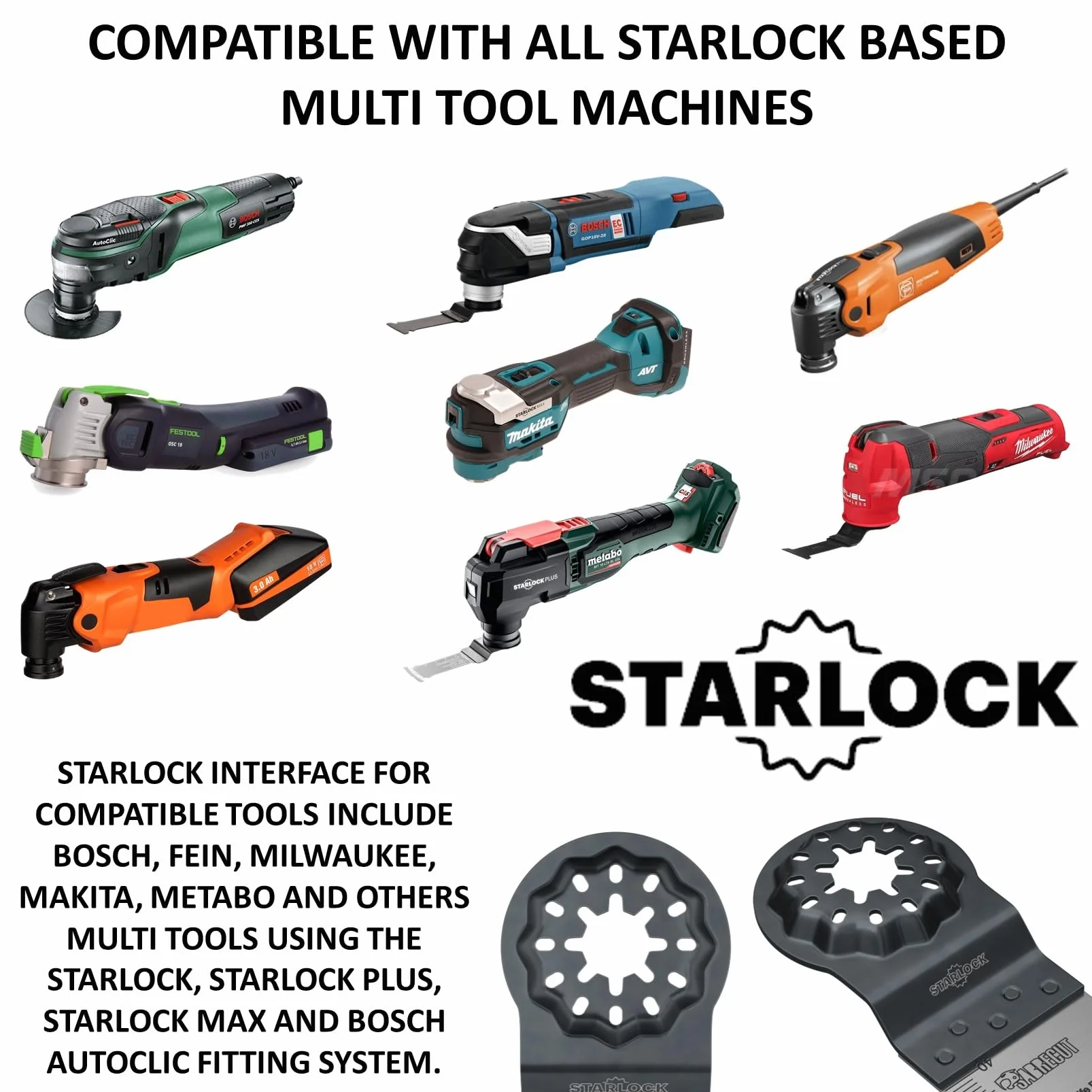 5 x SabreCut SCFNK5 Mix Bimetal (BIM) lame multiutensile a lunga durata compatibili con il sistema di montaggio multiutensile Bosch Fein Starlock/Starlock Plus e Starlock Max e accessori