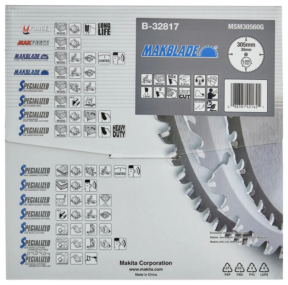 Makita B-32817 Lama Sega Circolare T.C.T. 305x30mm 60T Legno