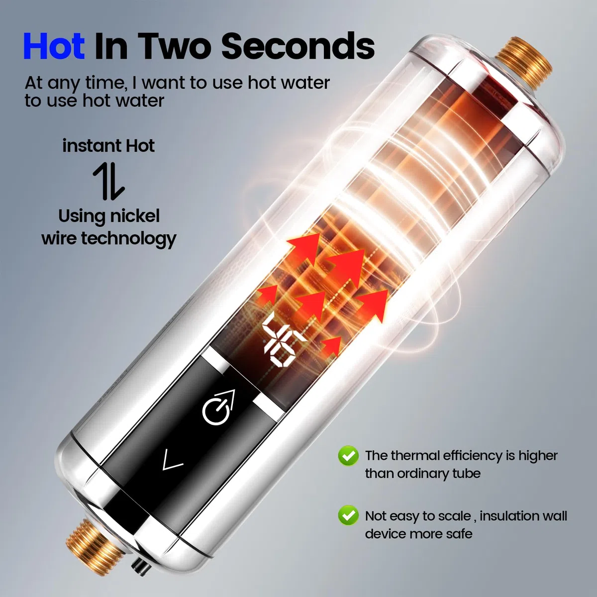 Scaldabagno elettrico 220 V 3500 W Mini scaldabagno istantaneo intelligente con indicatore di temperatura, adatto per bagno, cucina