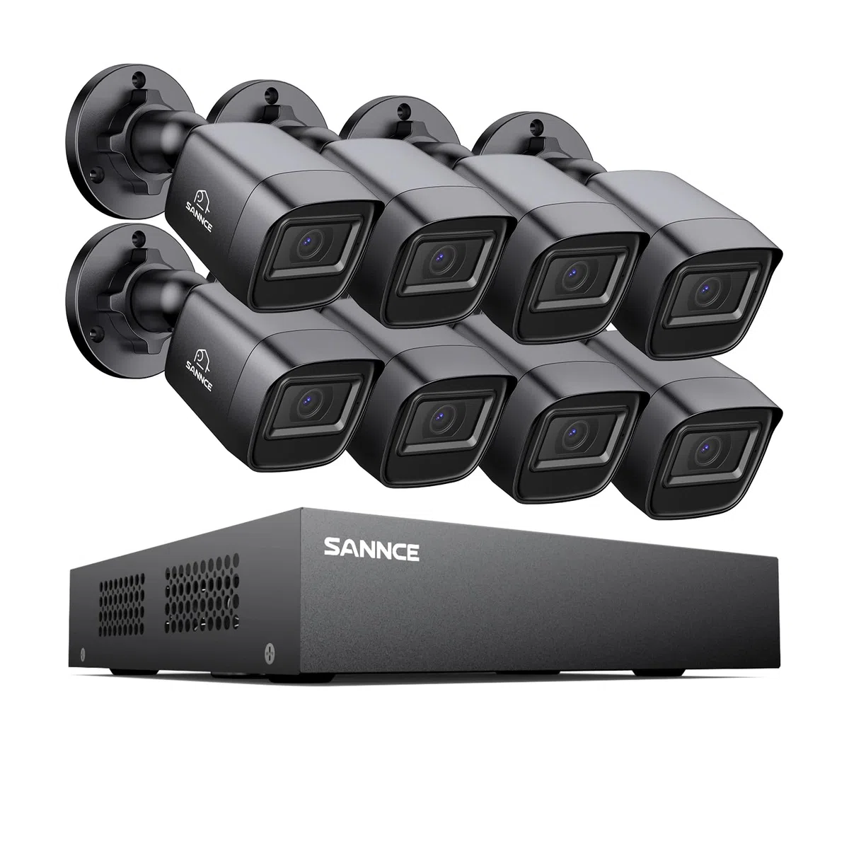 SANNCE 1080P Kit Videosorveglianza Esterno, 2MP DVR 8 Canali senza HDD e 8 Telecamere Analogica Bullet con LED a Infrarossi Intelligente, Riconoscimento di Persone/Veicoli, Impermeabilità IP66