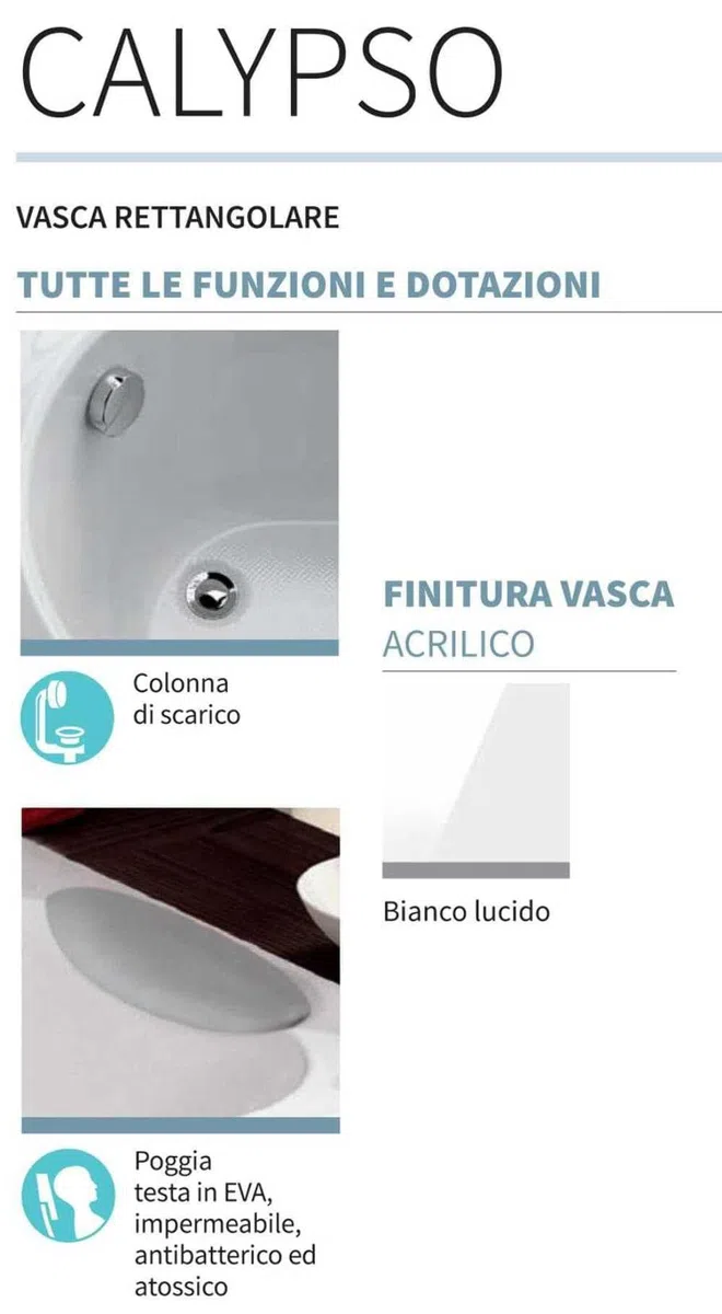 novoalugas Calypso – Vasca da bagno 170 X 70 supporto grondaia Bianco 2 Panel