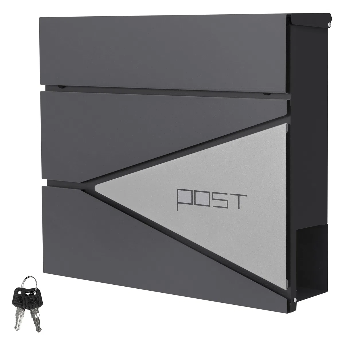 ML-Design Cassetta Postale per Lettere in Acciaio Verniciato a Polvere Antracite Argento 37 x 37 x 11 cm con Scomparto per Giornali Riviste Serratura a 2 Chiavi incl. Materiale per Montaggio a Muro
