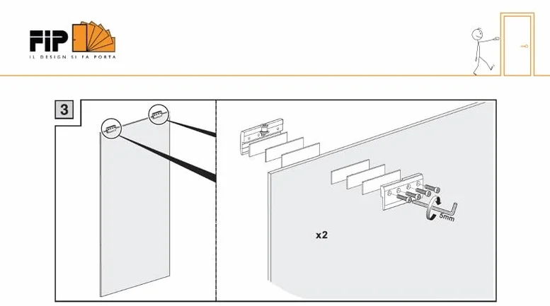 FIP, Pinze per Porte Scorrevoli in Vetro Interno Muro o Esterno Muro, Portata Massima 150 kg