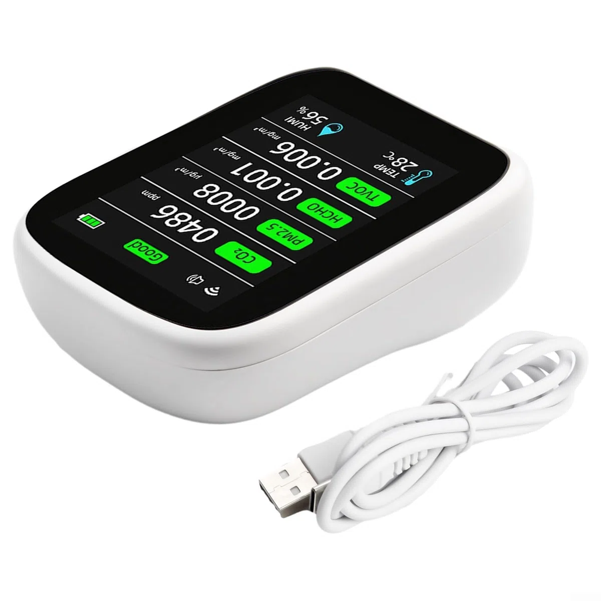 Misuratore di qualità dell'aria interna, per Tuya Smart WiFi Air Quality Monitor, Compatibile con per Tuya App, Contatore d'aria interno WiFi, Rilevatore sensore NDIR PM2 5, PM10