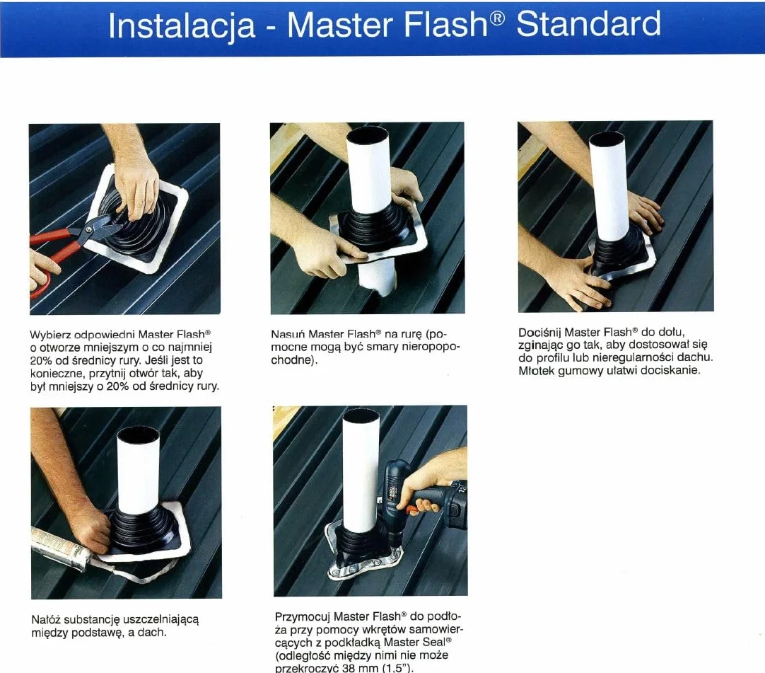 Guarnizione flessibile per tetto in EPDM Flangia anti-infiltrazione dell'acqua Protezione per camini resistente alla temperatura Cavi per tubi Pannelli MASTER FLASH® standard #3 (0-146 mm