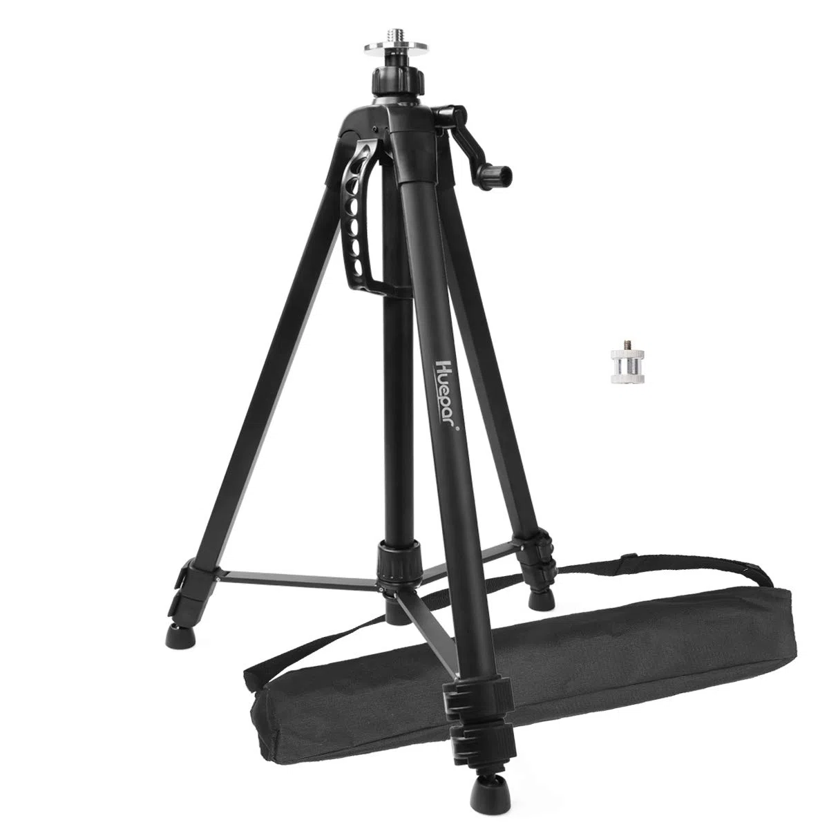 Huepar Treppiede 1,6 m Treppiede in alluminio per livella laser, con livella a bolla, con filettatura maschio da 5/8 "-11 e adattatore per vite da 1/4" -20, Borsa per il trasporto inclusa - TPD16