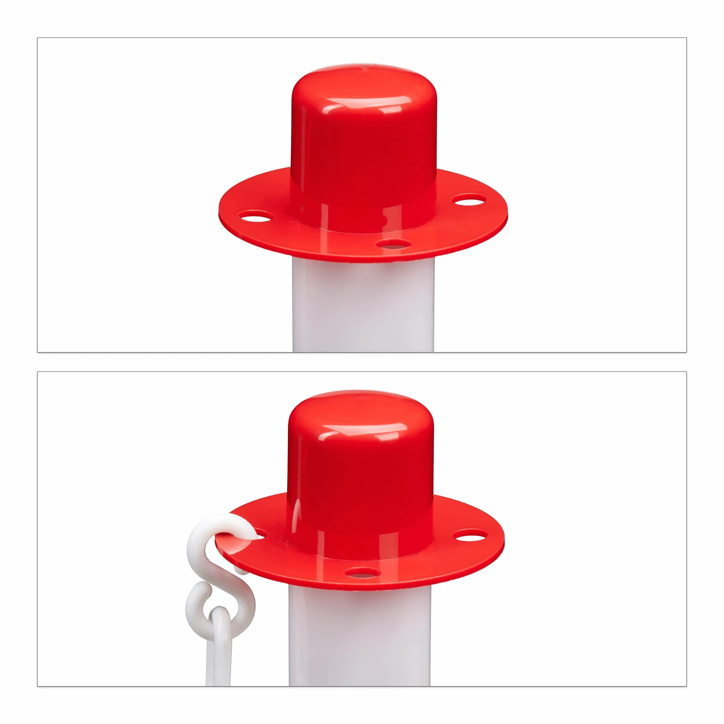 Relaxdays Set da 4 Paletti di Delimitazione, Barriere Eventi e Feste, Dissuasore Parcheggio, 82x112x28 cm, Rosso Bianco