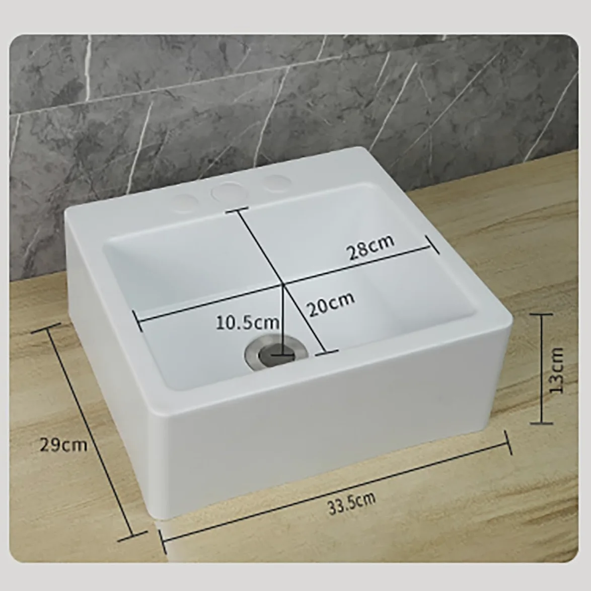 Bianco Lavello Quadrata, 33.5x29x13cm/13x11.4x5inch Lavatoio Lavapanni Monoblocco in Resina PP, Lavello Angolare da Bagno per Lavanderia Garage Bagno Guardaroba WC 75cm Conduttura Fognaria