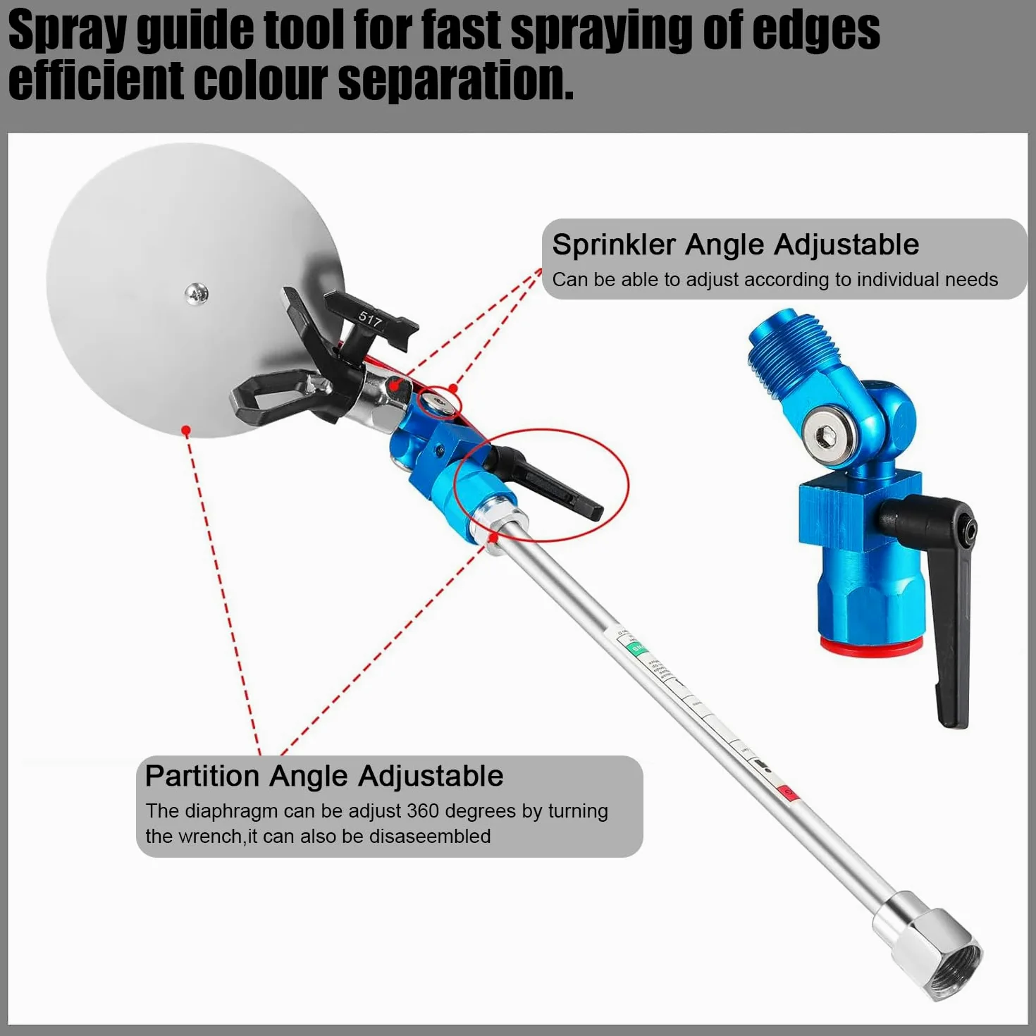 22 pezzi Kit pistola per verniciare, Pistola a spruzzo airless 3600PSI con tubo flessibile da 15 m & 6 Ugello & 4 asta prolunga & 6 filtri & Strumento di guida & ugello seggiolino