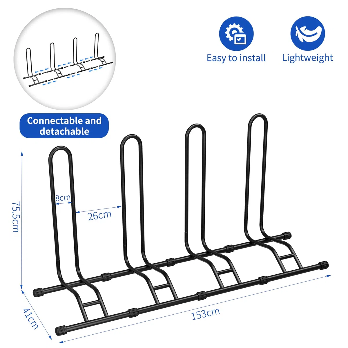 TLGREEN 4 supporti per bicicletta, rimovibili, per bicicletta, larghezza pneumatici fino a 80 mm, 20 – 28 pollici, supporto per bicicletta posteriore, per mountain bike, bici da corsa, MTB, stabile