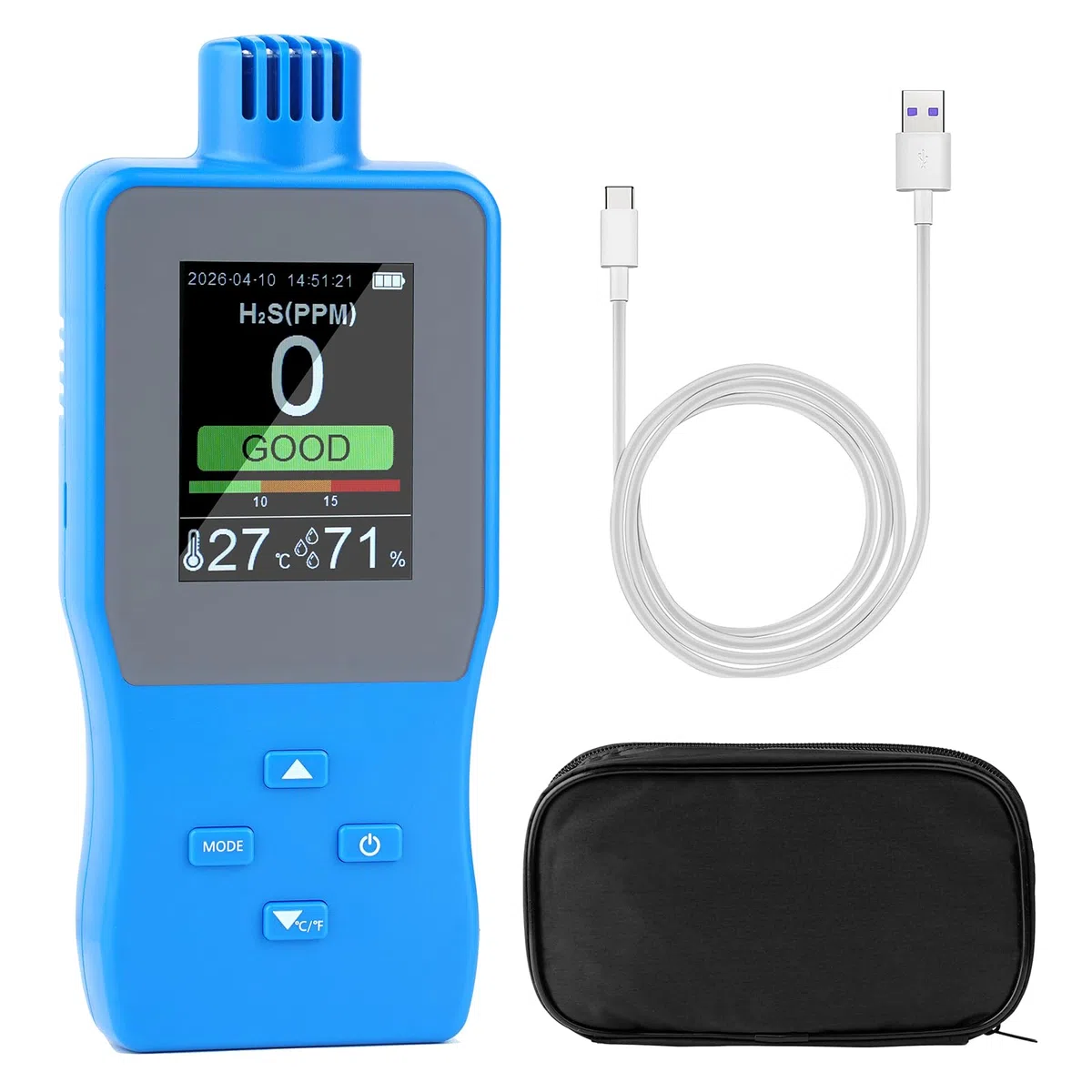 Dispositivo rilevamento H2S compatto con allarme sonoro e luminoso per lo stoccaggio sicuro pericolose in laboratorio e in ambito industriale e l ' ispezione sul campo Tester accurato