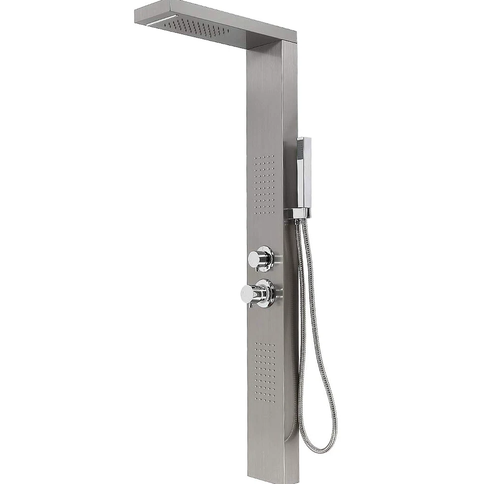 Pannello Doccia Idromassaggio in Acciaio Inox -Colonna Doccia Idromassaggio con Miscelatore, Pannello Doccia Acciaio Inox 3 Funzioni, 15 * 47 * 130 cm (acciaio inossidabile)