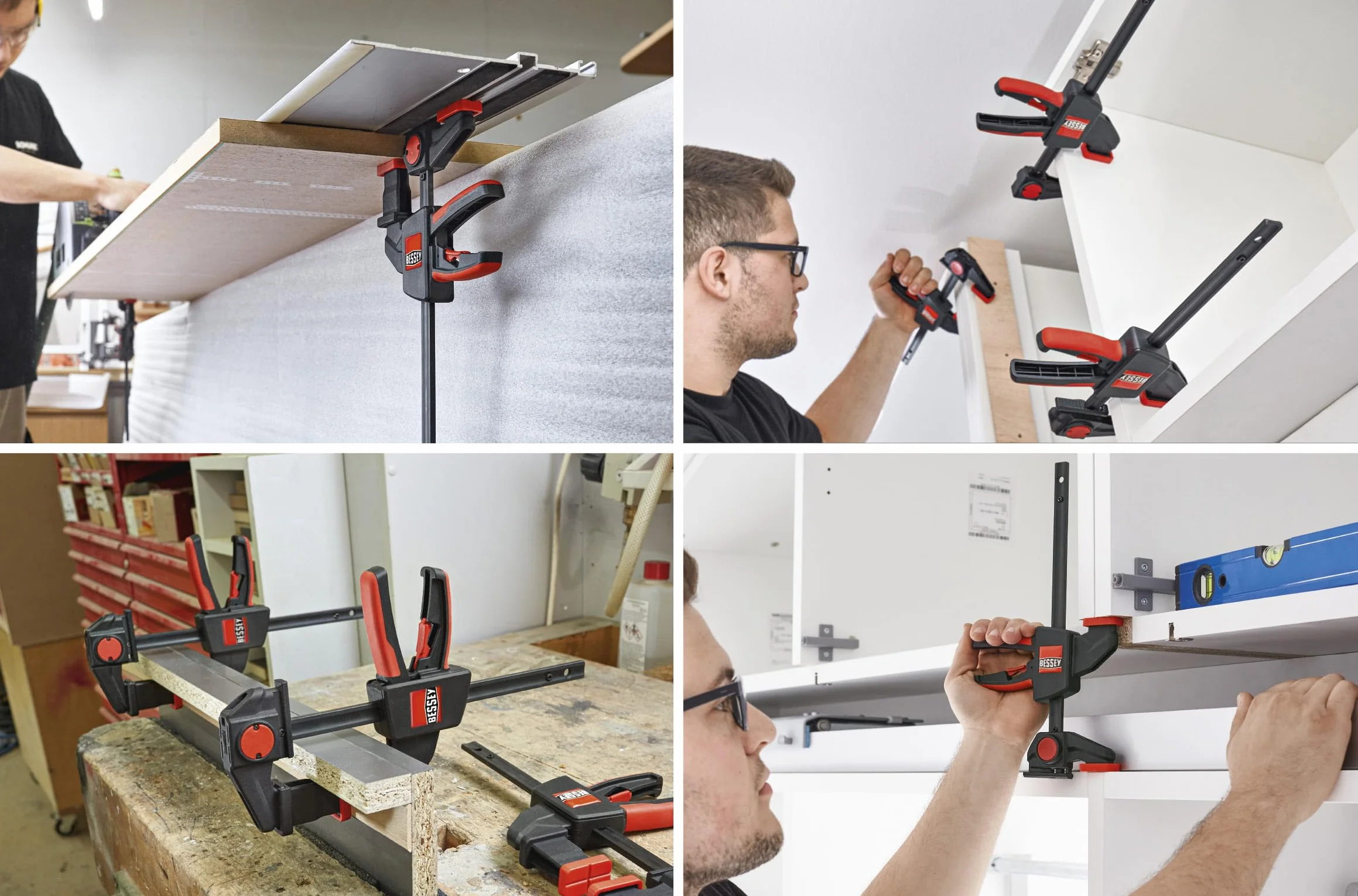 BESSEY Morsetto e morsetto da tavolo EZR15SET, fissaggio di guide ai tavoli di lavoro, adattatore utilizzabile sulla parte superiore/inferiore, peso 0,90 kg