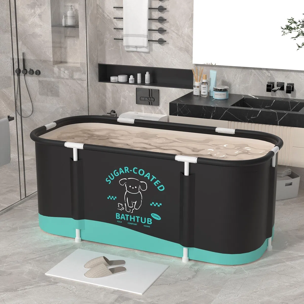 Vasca da Bagno Portatile e Pieghevole Per Adulti - SPA 110 x 60 x 50 cm Con Sistema di Controllo Temperatura Fredda e Calda Per Interni