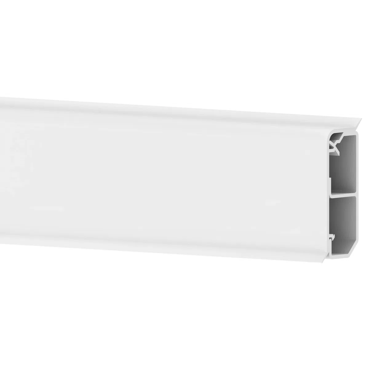 Battiscopa Habengut 6 m in PVC, con canalina integrata, colore: bianco, altezza: 50 mm (4 pezzi, lunghezza 1,5 m)