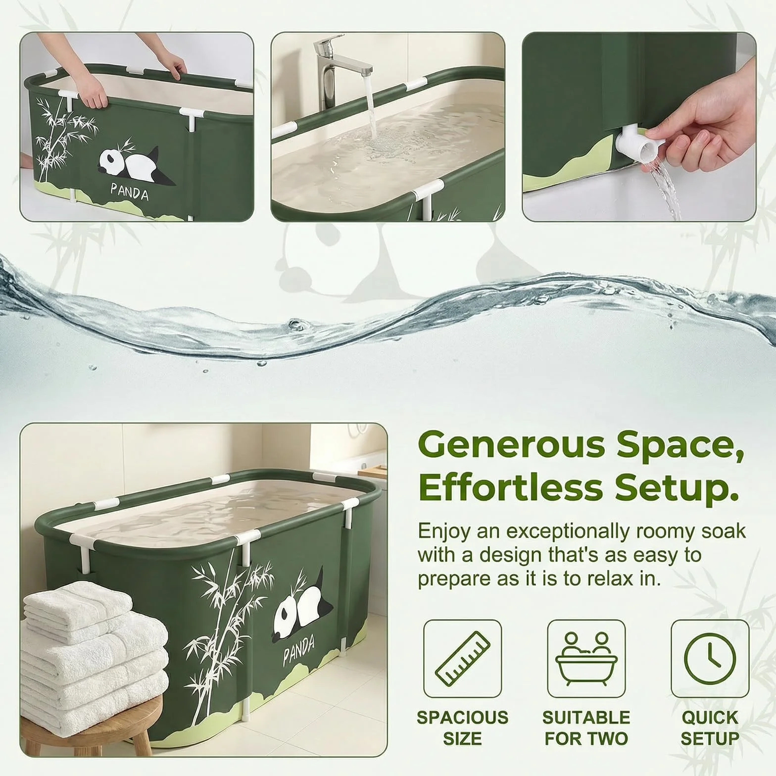 Vasca da bagno pieghevole 115 x 60 x 50 cm, mobile vasca da bagno per doccia, portatile, rimovibile, per bagno caldo e bagno di ghiaccio, per adulti