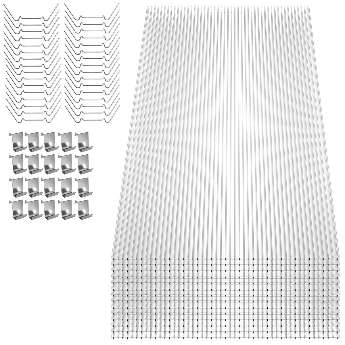 Set di lastre alveolari da 4mm trasparenti 14x, lastre in policarbonato a camera cava, totali 10,25m², lastre per serra resistenti ai raggi UV, taglio possibile, lastre a doppio stego per la