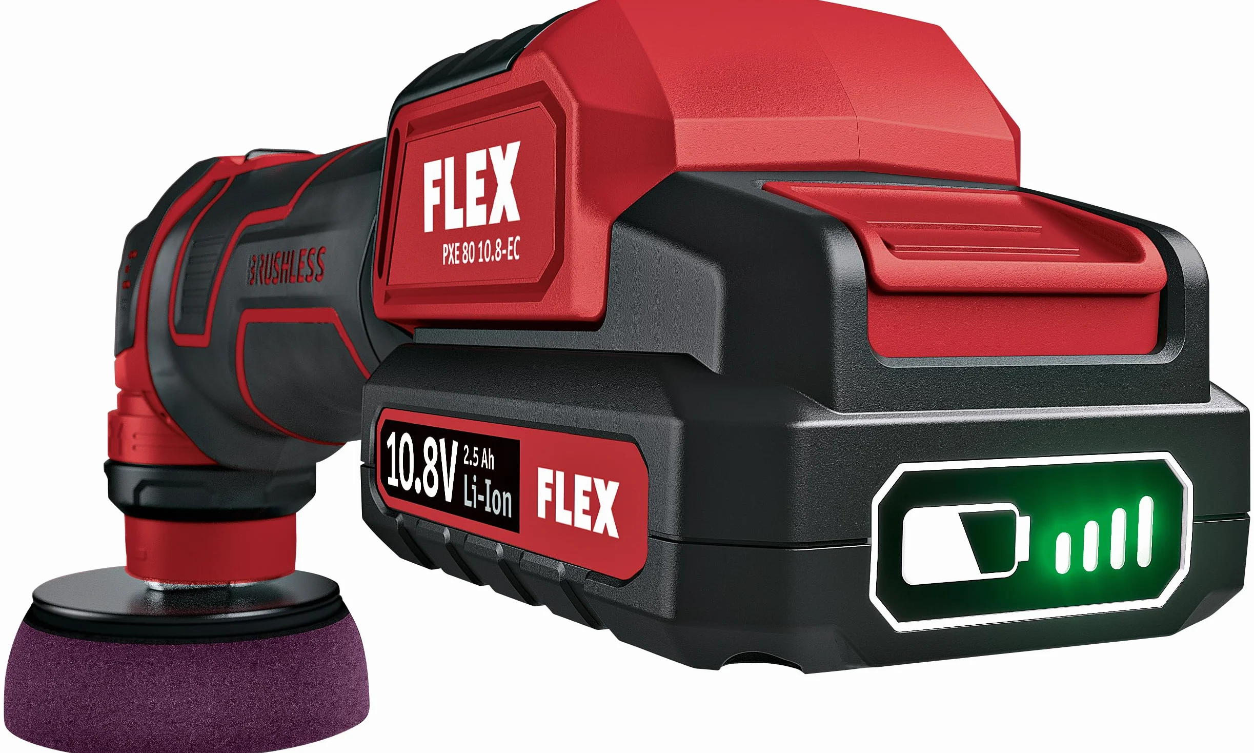 FLEX Lucidatrice a batteria PXE 80 10.8-EC, lucidatrice con azionamenti rotativi ed eccentrici, lucidatrice con 2 batterie, caricatore rapido e accessori completi 532268