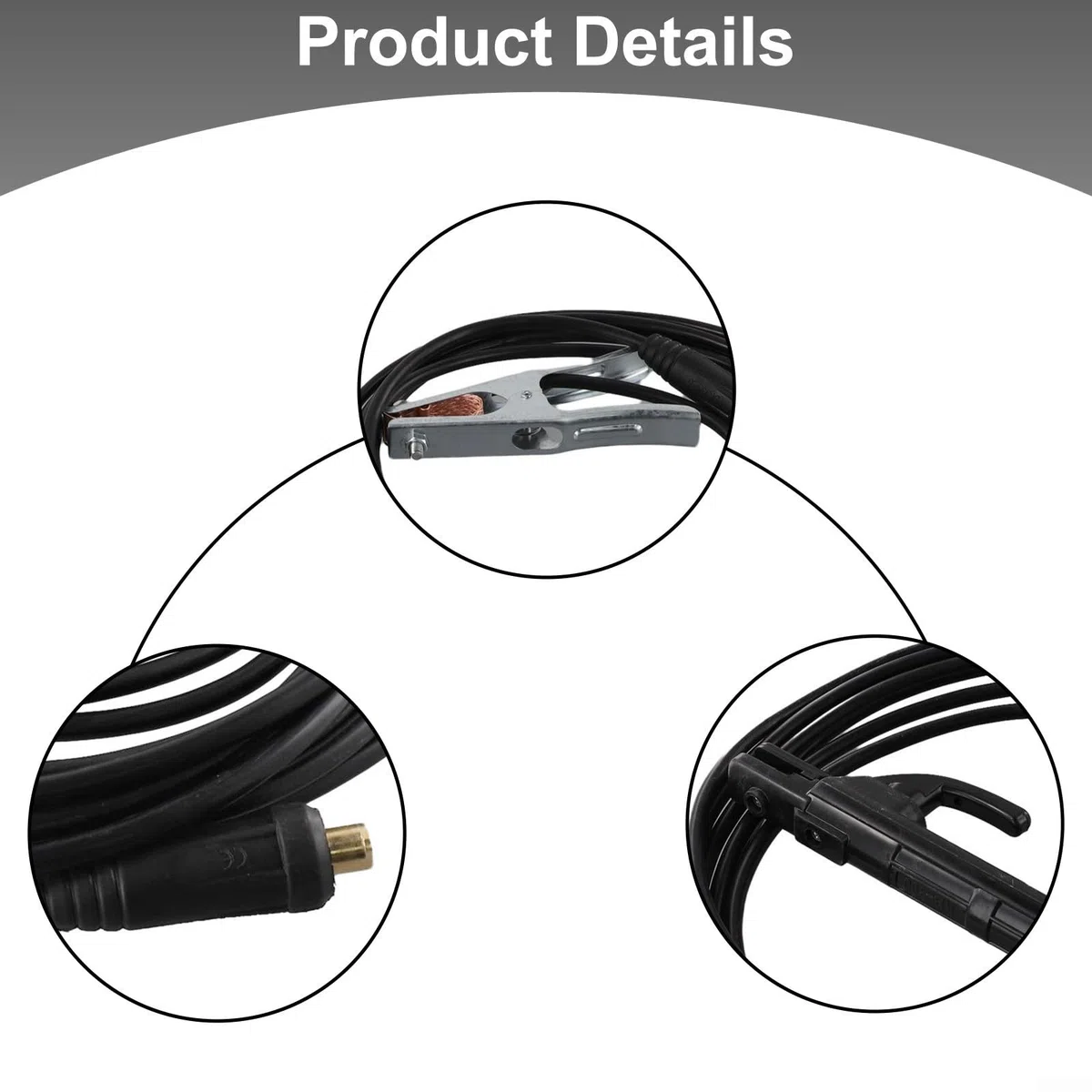 Cavo saldatore con morsetto di massa da 300 A, materiale rame+ABS, per saldatrice ad arco MMA (5 m)