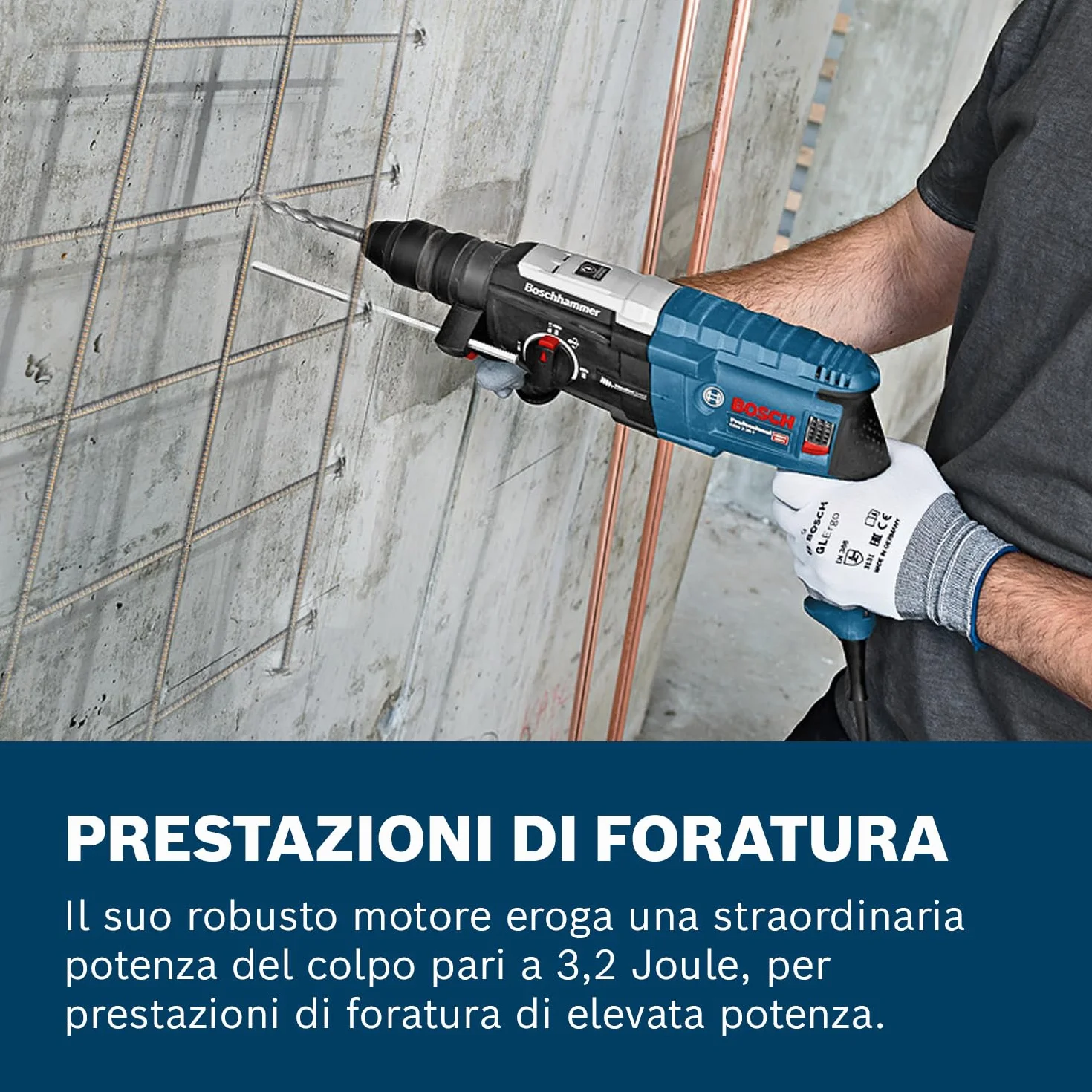 Bosch Professional 0611267600 Martello Perforatore con Attacco SDS-Plus GBH 2-28 F, Mandrino Autoserrante 13 mm, in Valigetta, W, 230 V, Nero, 880 Watt, 0 – 900 giri/min