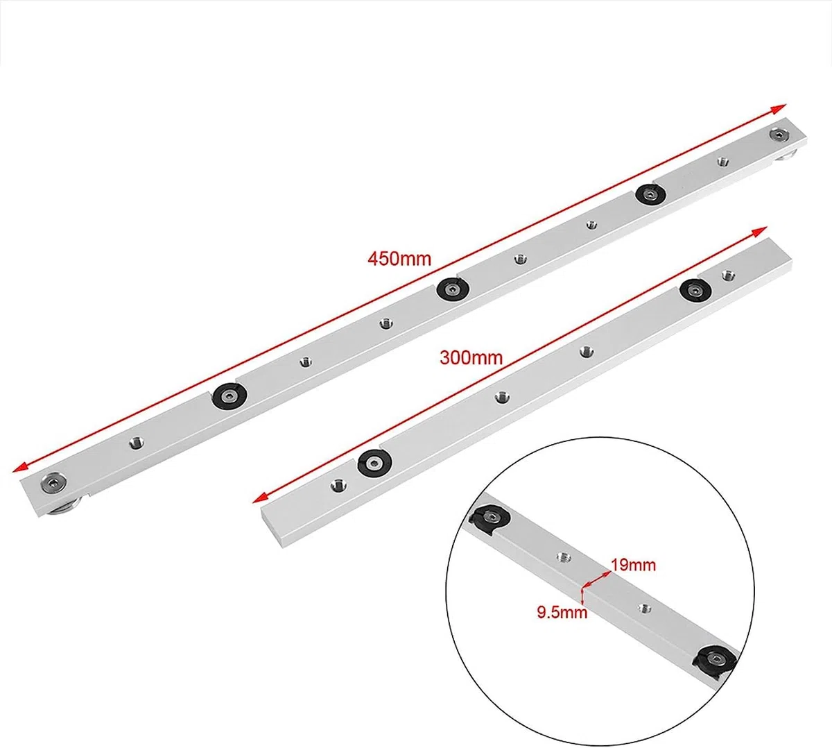 Tyenaza 2 pezzi Miter Bar Slider 450 mm, Table Saw Miter Bar, binario in lega di alluminio, per router sega circolare da tavolo, falegname fai da te (2 x 450 mm)