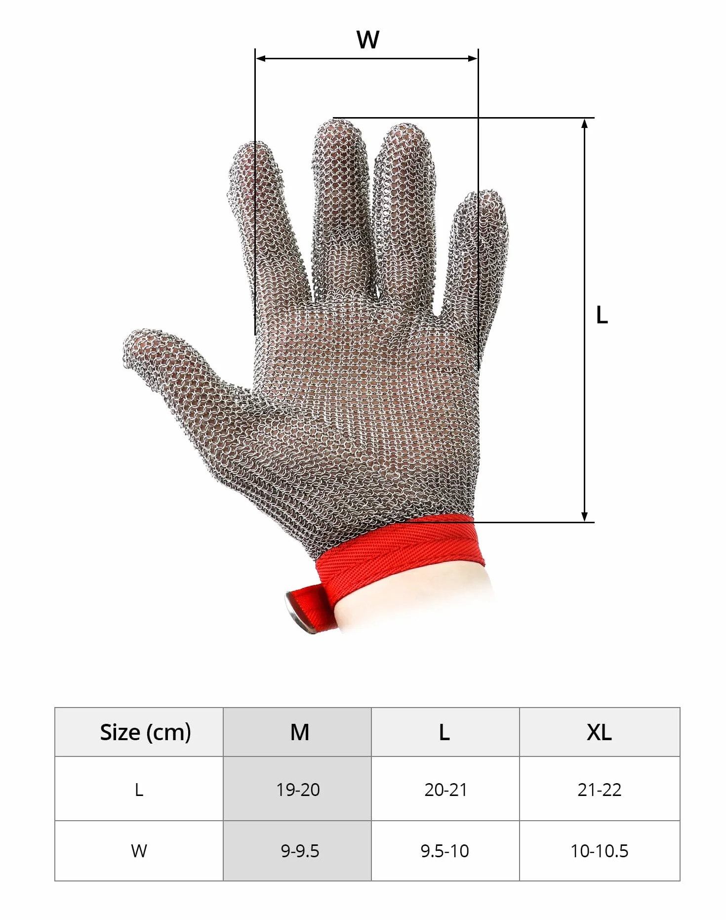 QWORK® Guanti Antitaglio - Protezione di Livello 5 - Acciaio inossidabile 316L - Guanti da Lavoro Alte Prestazioni per Cucina, Giardino e Falegnameria (M, 1 Pezzo)