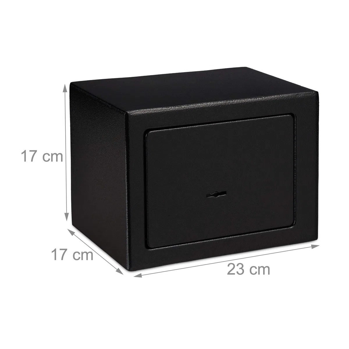 Relaxdays Cassaforte Mobile con Chiave, Serratura Doppia, a Parete o a Pavimento, Mini Safe,HLP 17x23x17,Cassetta; Nero