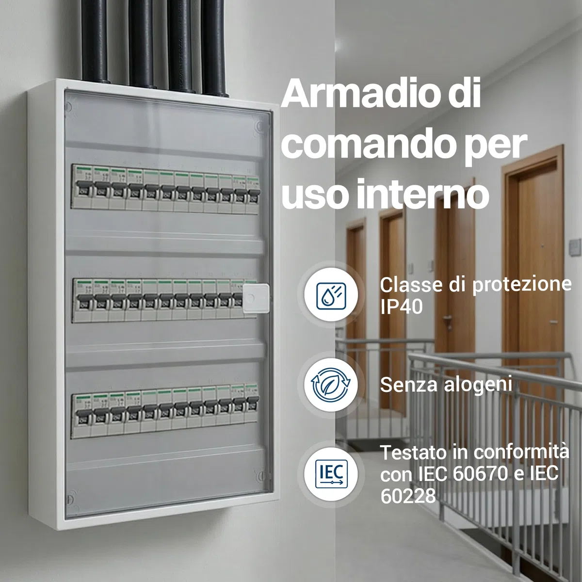 Intratec ALPHA Centralino elettrico da parete 3 file – Quadro di distribuzione per 36 moduli con porta trasparente – Contenitore su guida DIN per casa e uso professionale – 498 x 310 x 96 mm