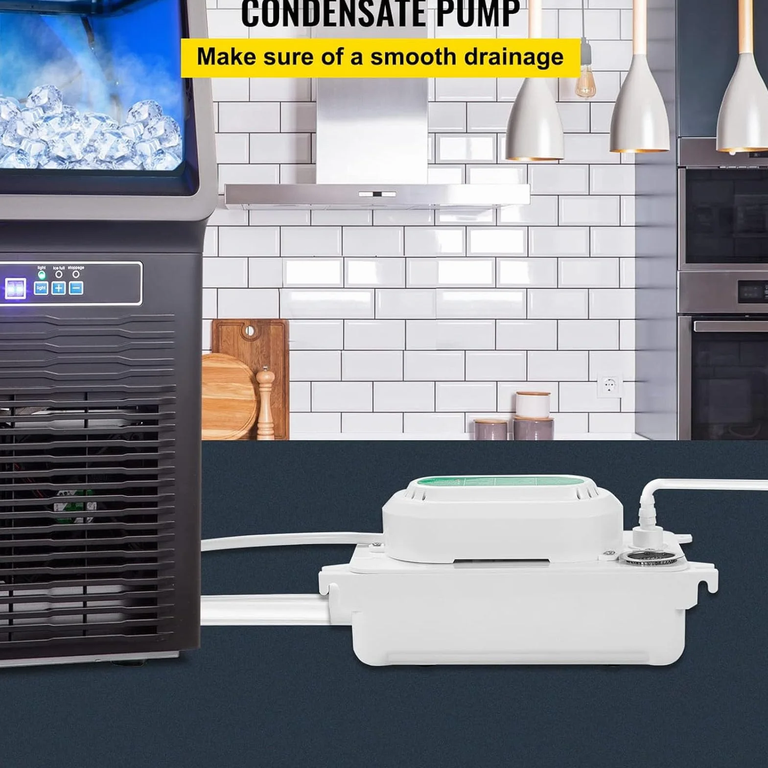 Pompa per Condensa, Pompa per Condensa HVAC 100 L/h Pompa di Scarico per Aria Condizionata Pompa per Rimozione Condensa Automatica con Serbatoio 500 Ml per Condizionatore