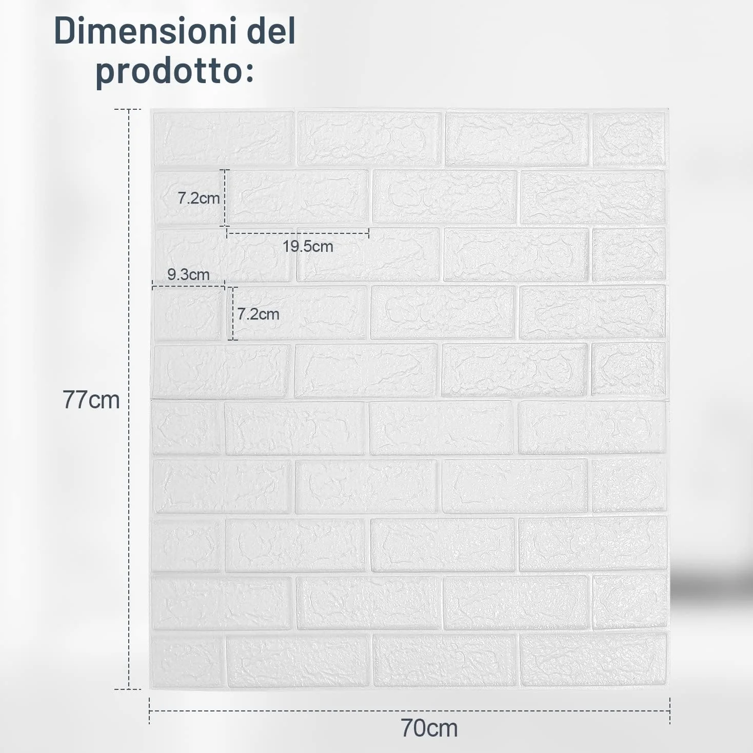 30 pezzi 3D pannelli murali 77x70cm autoadesivi per retro cucina, carta da parati mattone effetto pietra 5 mm, adesivi murali impermeabili, decorativi, per cucina, soggiorno, bianco
