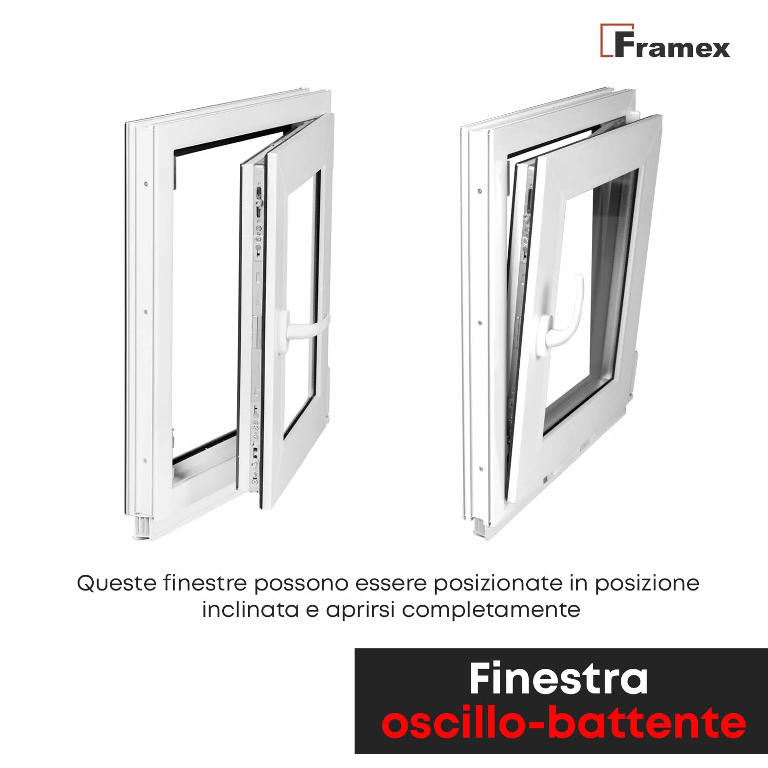 Finestra in Plastica Bianca, Larghezza x Altezza 65 x 110 cm (650 x 1100 mm), Triplo Vetri (32 mm), Anta-Ribalta, Girevole DIN Destra – Premium