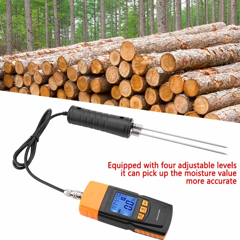 Igrometro Digitale, Akozon GM620 Legno Tester Misuratore Rilevatore Umidità con LCD Digitale 2~70% RH -10-60 ℃ Igrometro per Legno Bambù Carta Tappeti