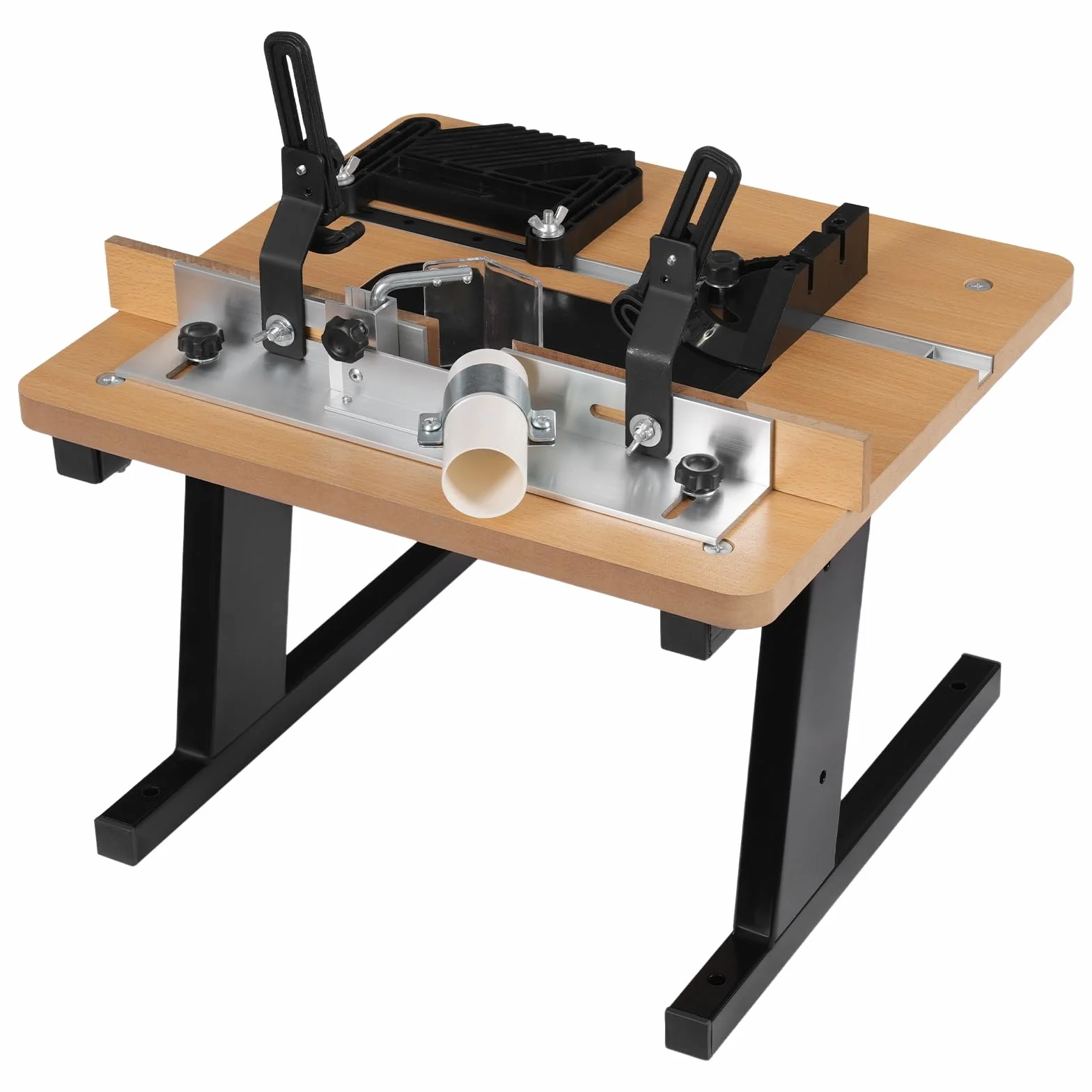 Tavola per Router Professionale 43 x 40 cm, Banco da Lavoro per Fresatura Legno con Guida Angolo e Aspirazione Polvere, per Falegnameria, Fai da Te e Progetti di Bricolage