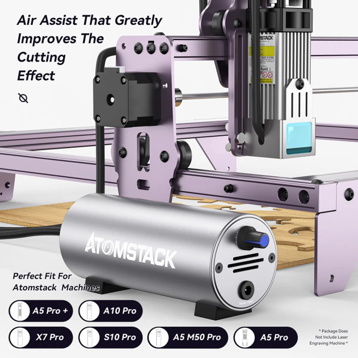 ATOMSTACK F30 Air Pump Kit per X7 PRO/A10 PRO/A5 PRO rimozione fumo 10-30L/min flusso d'aria F2 400 x 400 mm piastra a nido d'ape eliminazione di vapori di taglio e polvere per taglierina laser A30