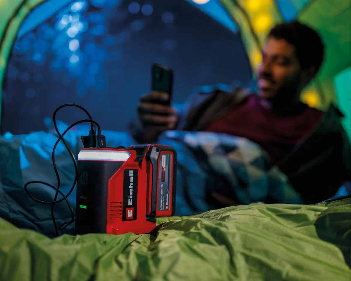 Einhell Stazione di alimentazione a batteria TE-ES 18/150/1 Li-C-Solo Power X-Change (18 V, inverter, collegamento 230 V e 12 V, collegamento USB-A e USB-C-PD, funzione di ricarica, senza batteria)
